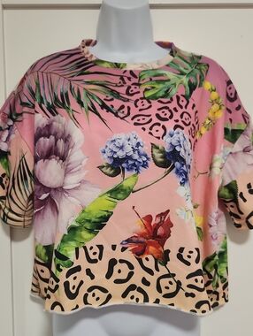 Floral Print Pink Short Sleeve Women’s Tee